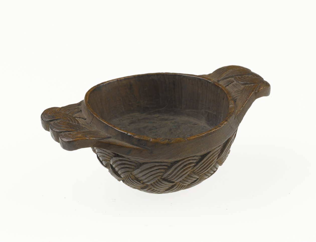 Quaich, højlandsskål eller drikkekar af træ med to slæb, ca. 1700 (træ) af Scottish School