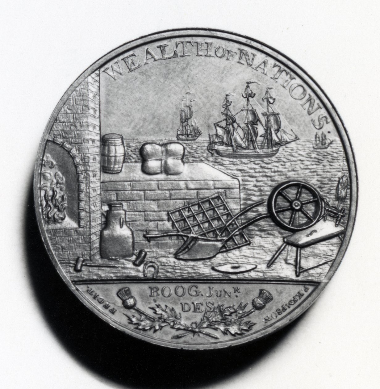 Scottish Penny til minde om Adam Smith (omvendt), 1797 (kobber) (for forsiden se XJF448269) af Scottish School