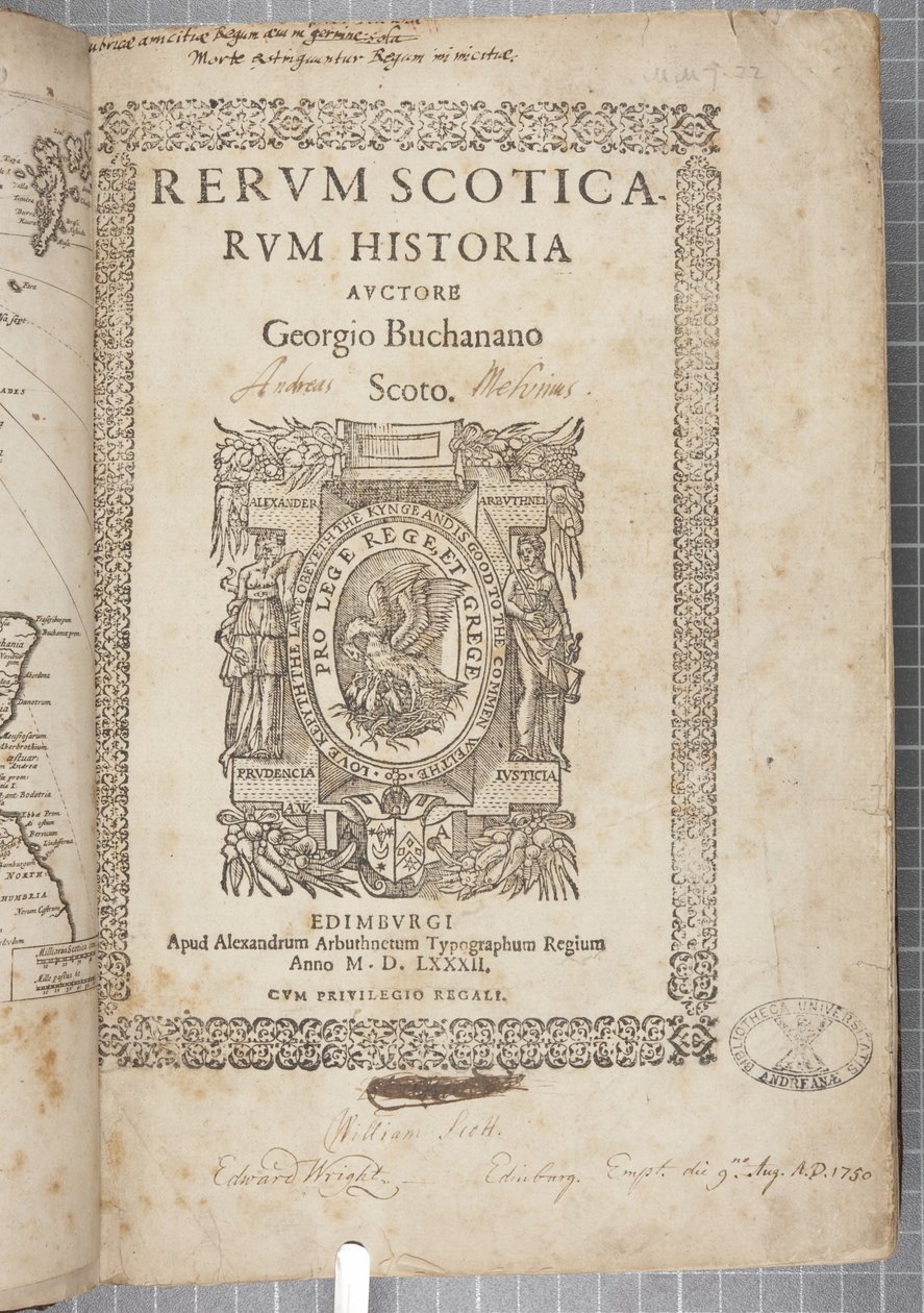 Titelbladet til Rerum Scoticarum Historia af George Buchanan af Scottish School
