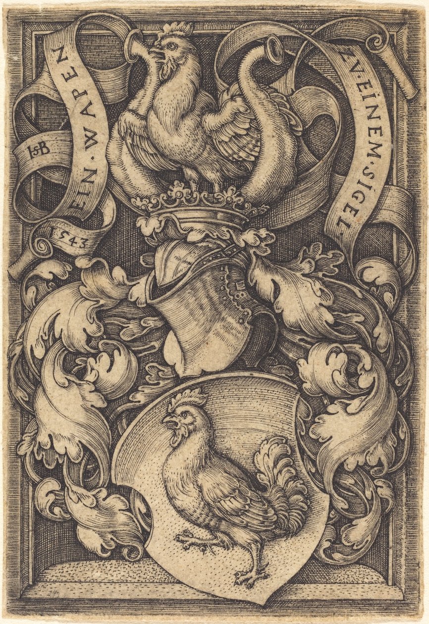 Våbenskjold med en hane af Sebald Beham