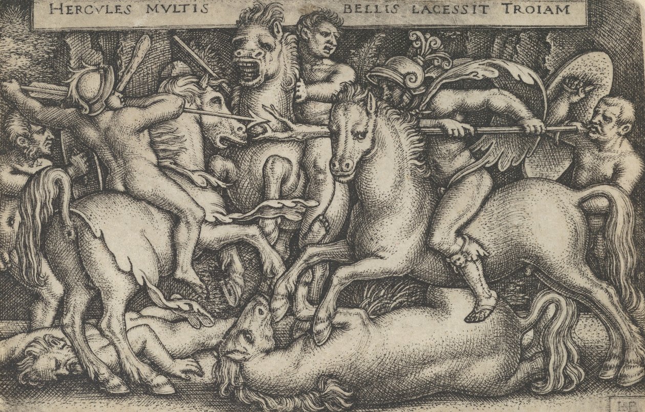 Hercules Fighting Against the Trojans, fra The Labours of Hercules, 1545. af Sebald Beham