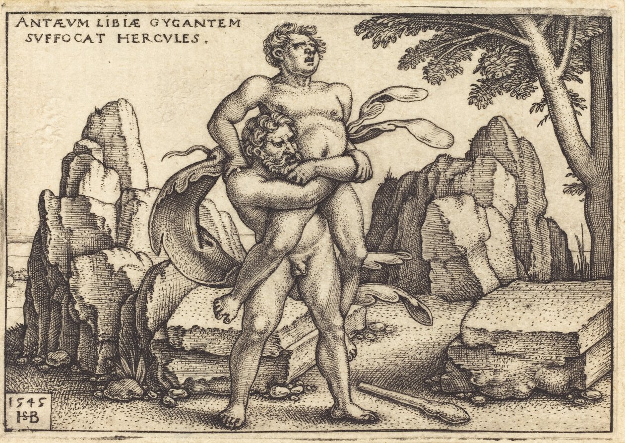 Hercules dræber Anthaeus af Sebald Beham