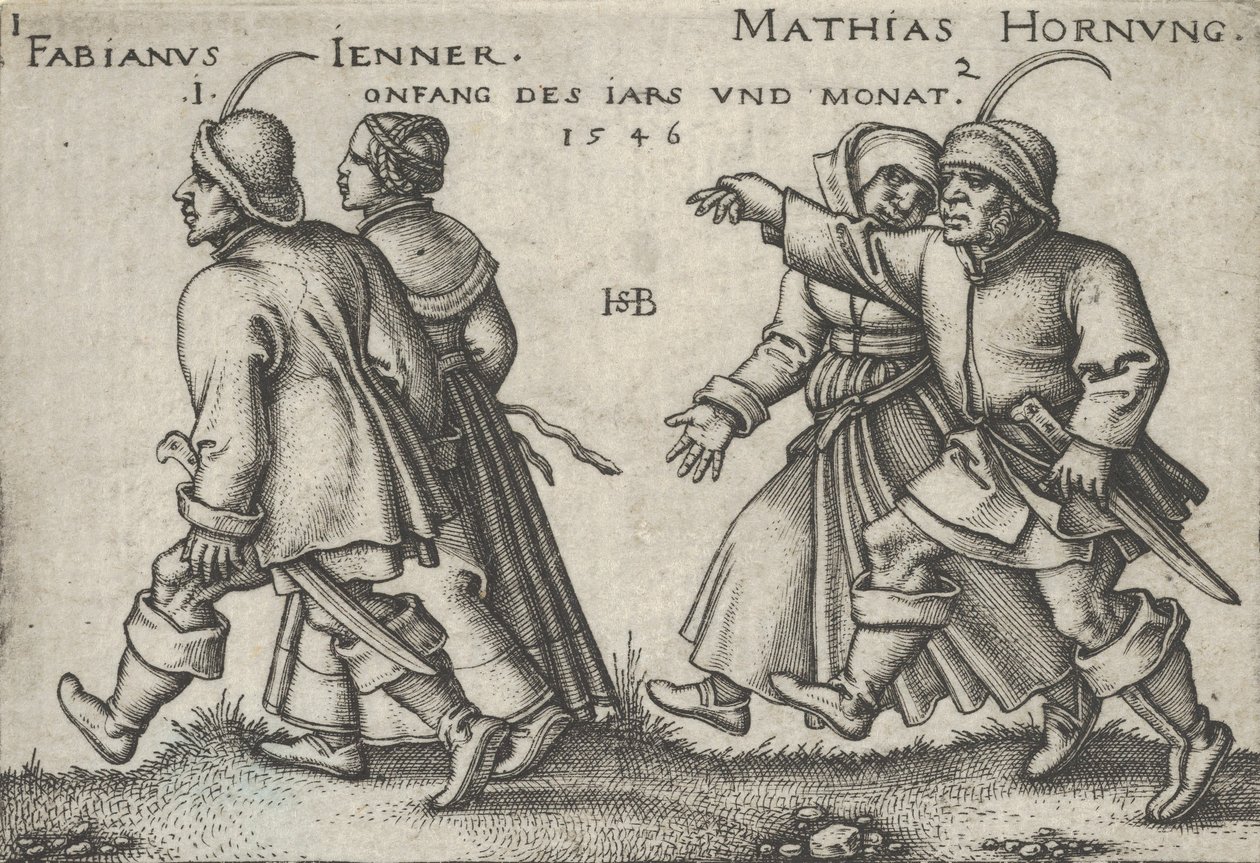 januar og februar, fra bondegildet eller de tolv måneder, 1546. af Sebald Beham