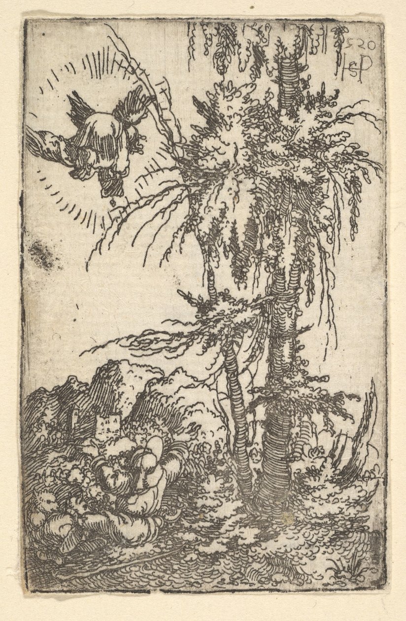Joachim modtager løftet om Jomfruens fødsel, 1520. af Sebald Beham