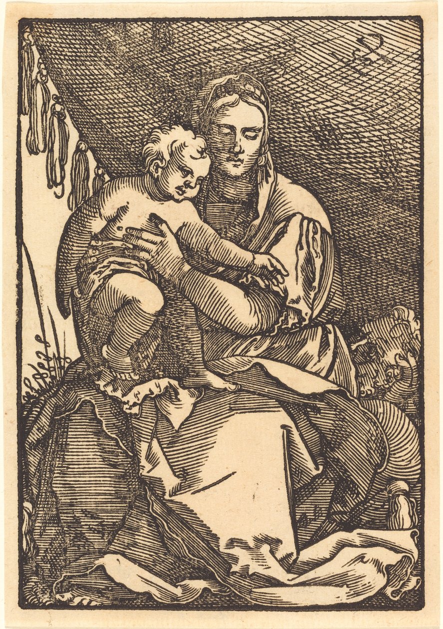 Madonna og barn under en baldakin af Sebald Beham