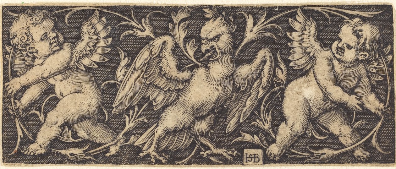 Ornament med Eagle og Two Genii af Sebald Beham
