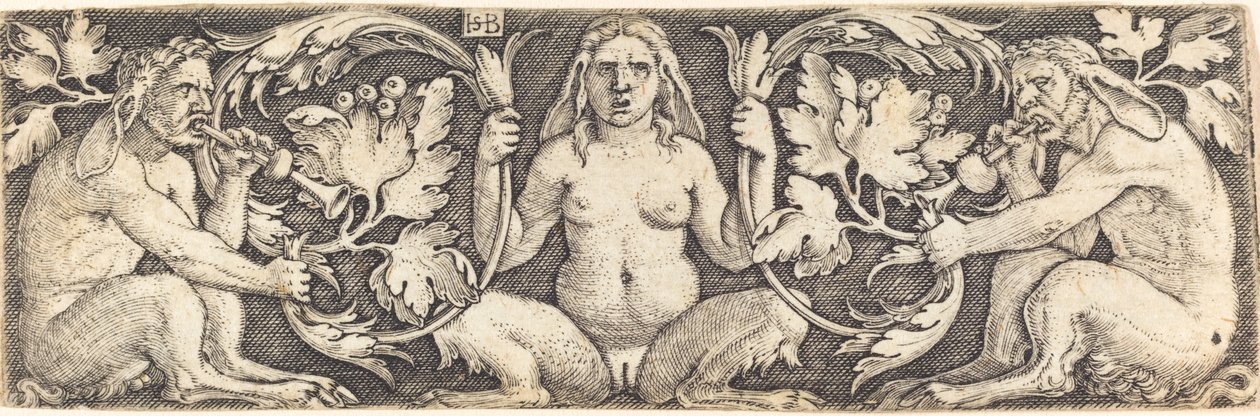 Ornament med tre Satyrer af Sebald Beham