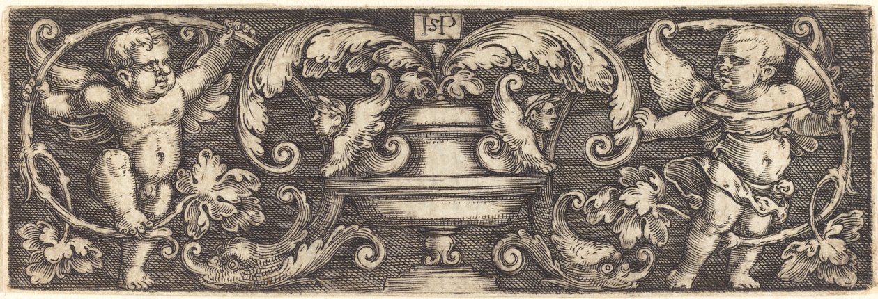 Ornament med en Vase mellem To Genii af Sebald Beham