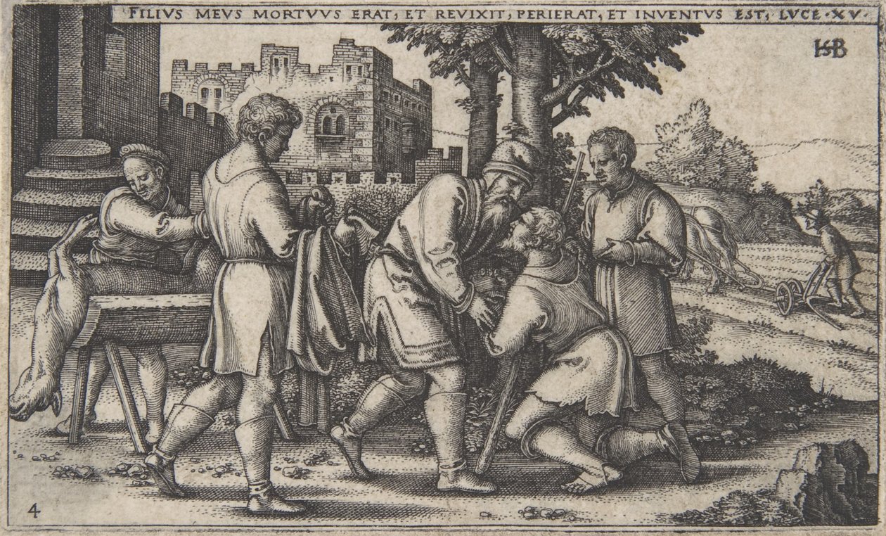 Return of the Prodigal Son, fra The History of the Prodigal Son, ca. 1540., af Sebald Beham