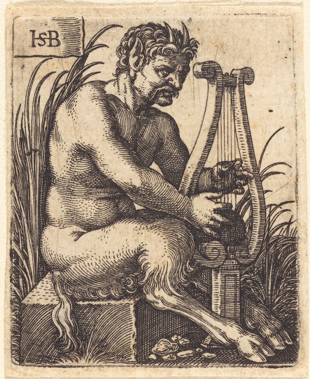 Satyr spiller lyre af Sebald Beham