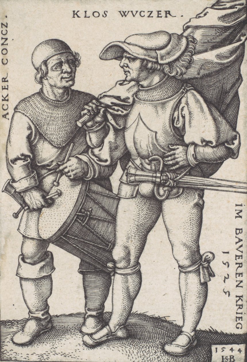 Fanebærer og trommeslager, 1544. af Sebald Beham