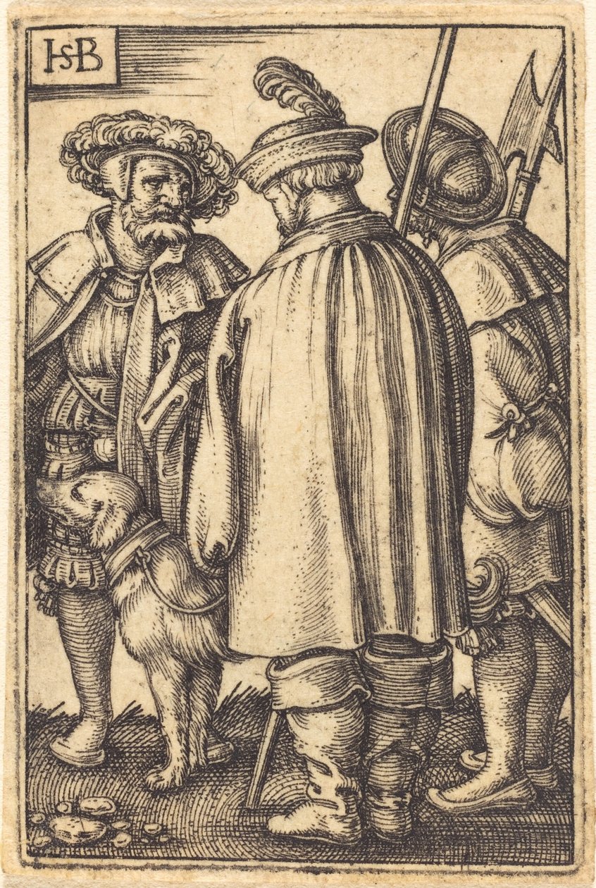 Tre soldater og en hund af Sebald Beham