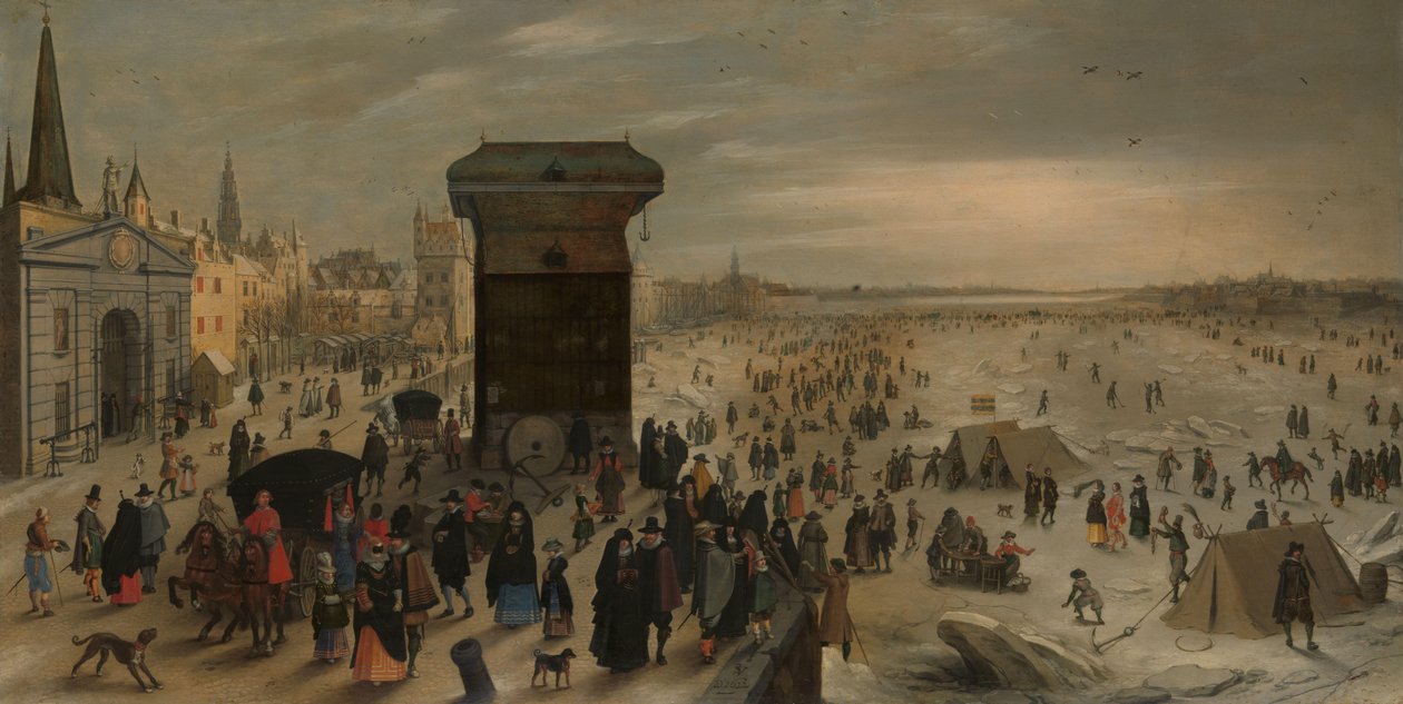 Kranen på Antwerpen-kajen ved Frossen Schelde af Sebastiaen Vrancx