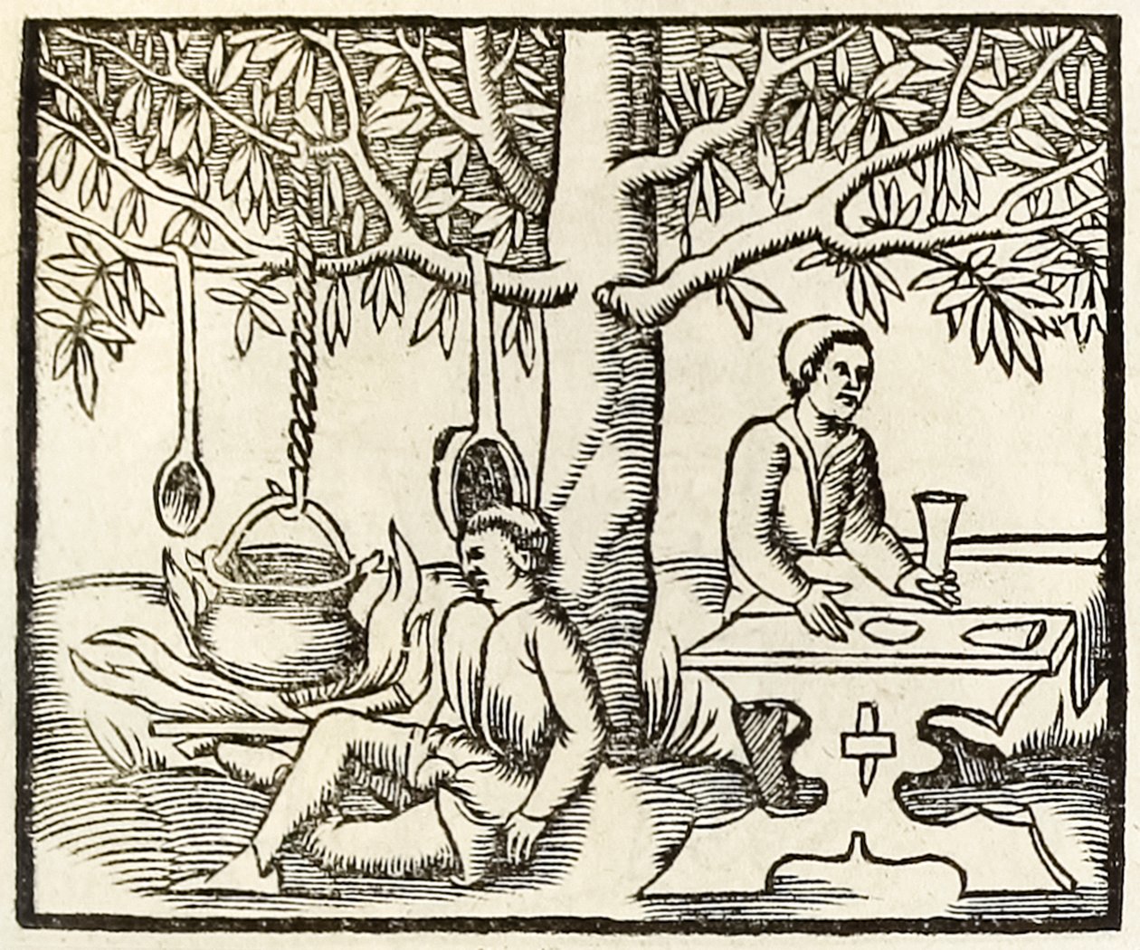 Kogegryde og ventende middag fra 1550-udgaven af Cosmographia af Sebastian Munster af Sebastian Munster