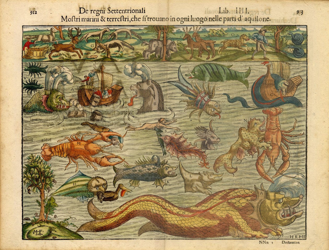 Monstre fra hav og land... (Monstre fra hav og land...) af Sebastian & Magnus Olaus (1490-1557) Münster
