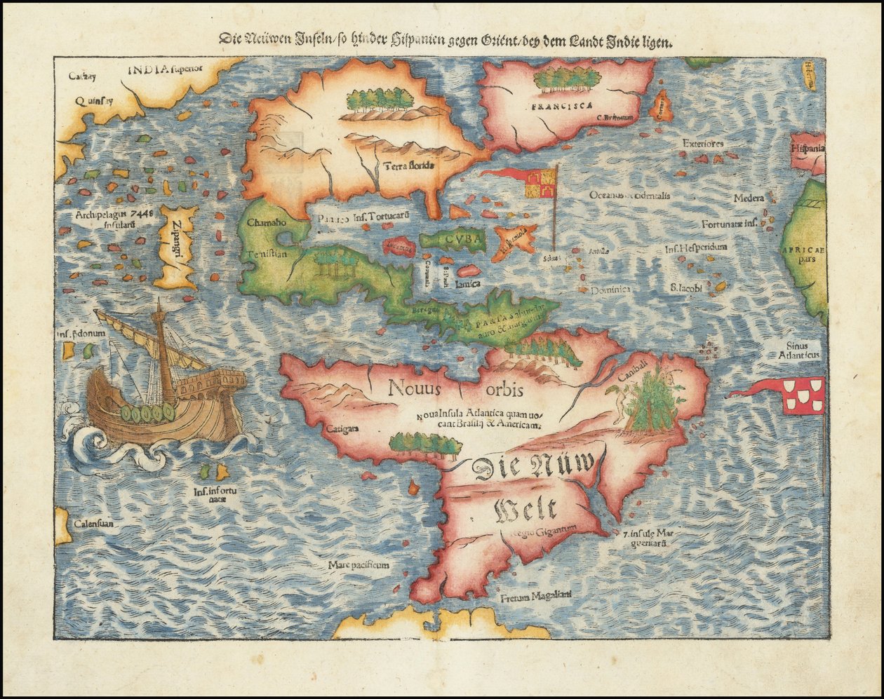 Kort over Amerika fra 1561 af Sebastian Münster af Sebastian Munster