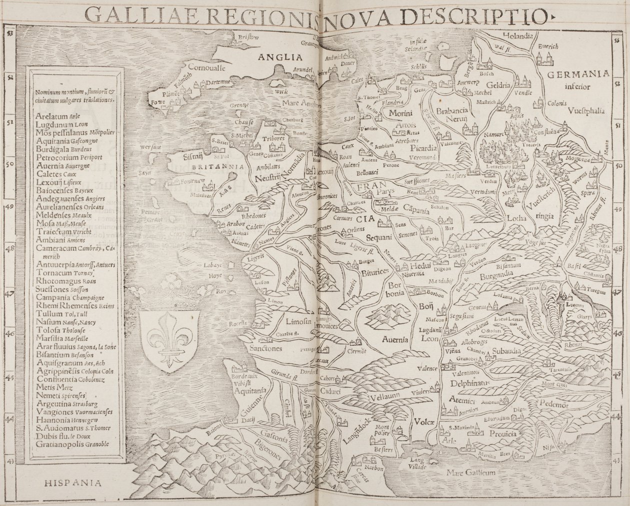 Cosmographia, detalje af Gallien af Sebastian Munster