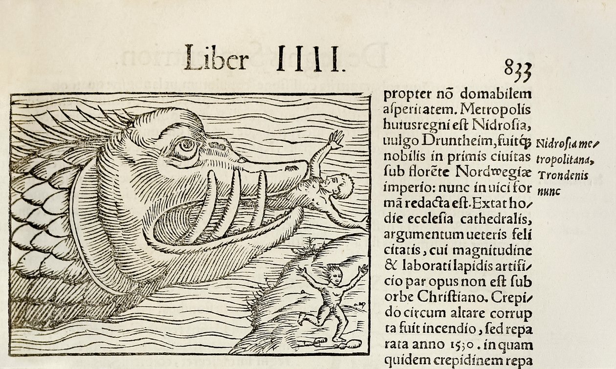 Monstrøse hvaler, der fortærer mennesker, fra 1550-udgaven af 