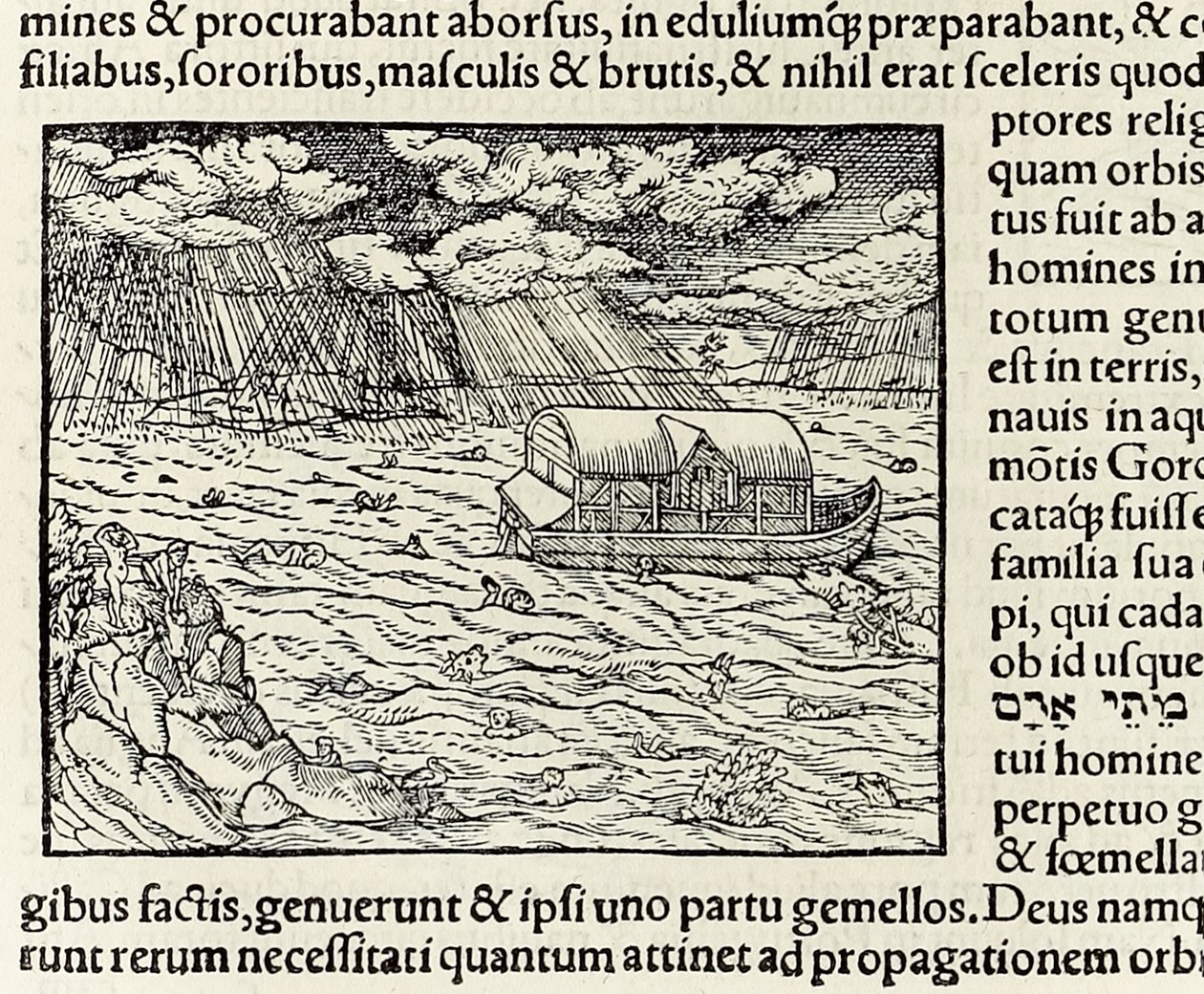 Noahs Ark og syndfloden, fra 1550-udgaven af 