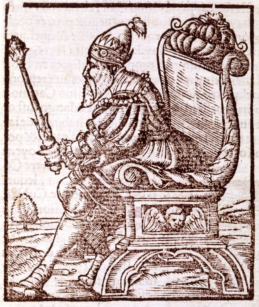 Qubilai (Kubilai Khan, første kejser af det mongolske Yuan-dynasti (1215-1294) - i "" Cosmographia"" af S. Munster. Paris af Sebastian Munster