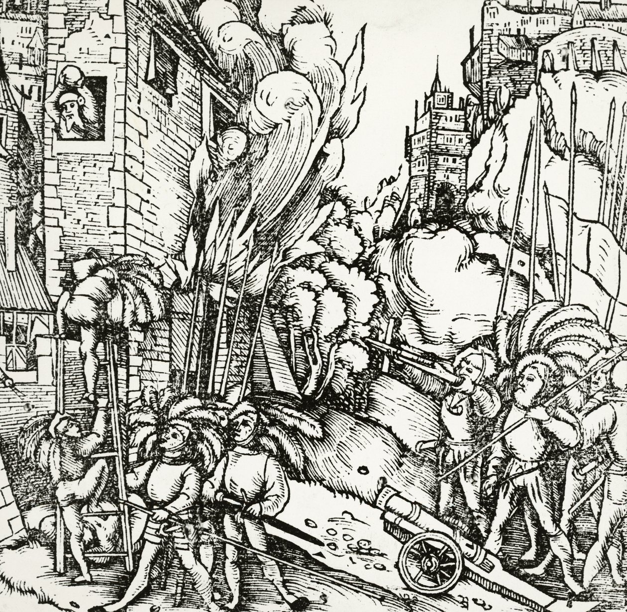 Belejring af Kartago, gravering taget fra Universalis Cosmographia (Universal Kosmologi), af Sebastian Munster (1488-1552). Tyskland af Sebastian Munster