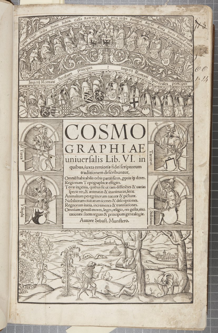 Titelblad til Cosmographia, 1544 af Sebastian Munster