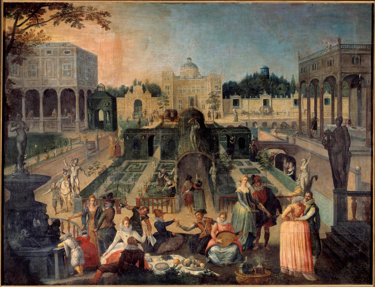 En fest i parken til hertugen af Mantua Picnic, musik, galante scener i haverne til paladset til hertugen af Gonzaga (Gonzaga). Maleri af Sebastien Vrancx (1573-1647) 1600-tallet søn. 1,42 x 1,88 m Rouen musee des Beaux Arts af Sebastian Vrancx