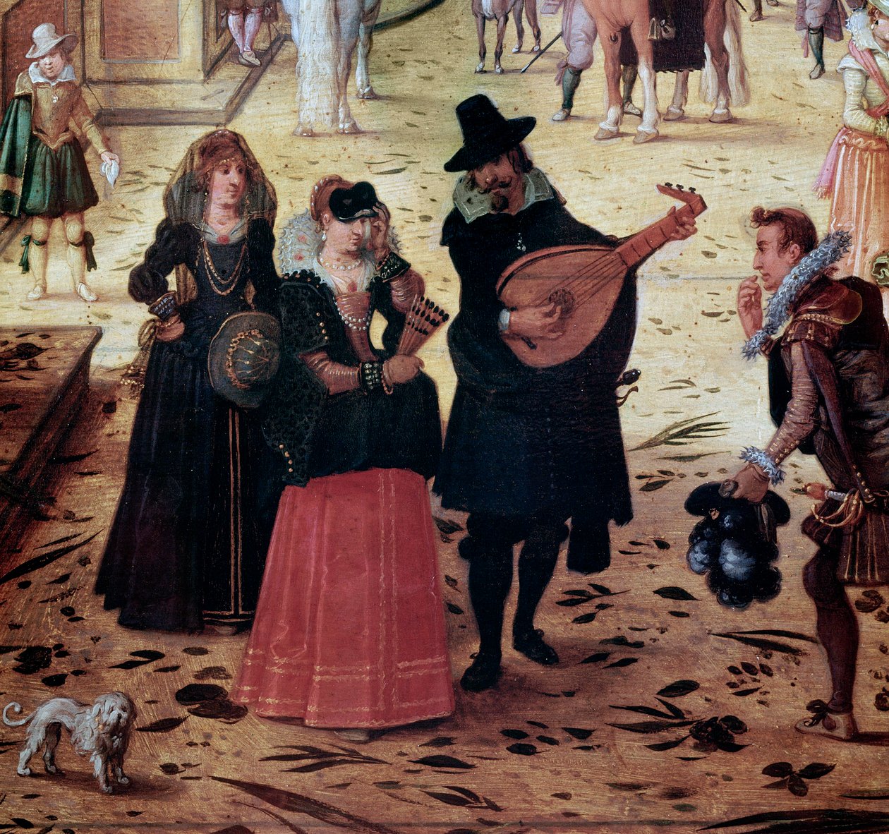 Landskab med Villa Medicis i Rom, Italien (Landskab med villa Medicis, Rom, Italien) Detalje Elegante vandrere og musikere i parken - Maleri af Sebastian Vrancx (1573-1647) 1600-tallets Napoli Museo Nazionale di Capodimonte af Sebastian Vrancx