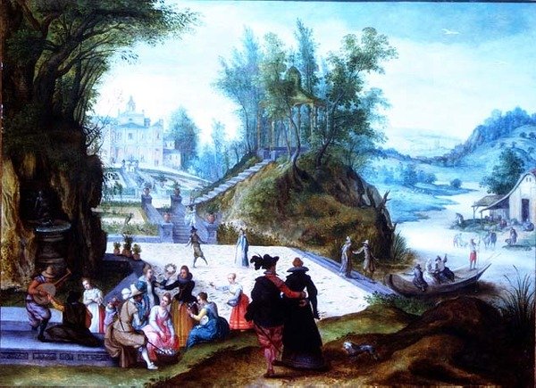 Månederne maj og juni med en capriccio udsigt over Villa Borghese af Sebastian Vrancx