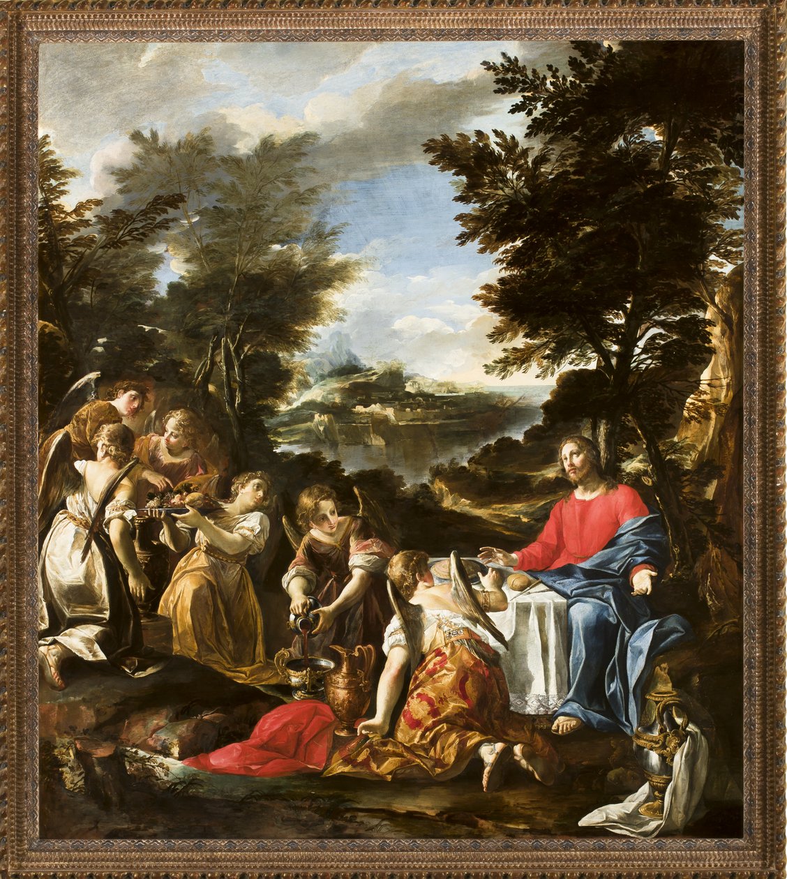 Kristus tjent af engle, ca. 1695 af Sebastiano Ricci