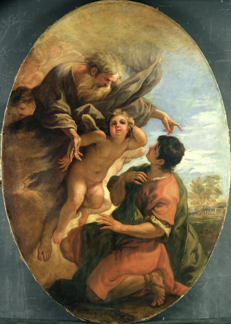 Gud viser sig for Moses i den brændende busk, ca. 1695-1700 af Sebastiano Ricci
