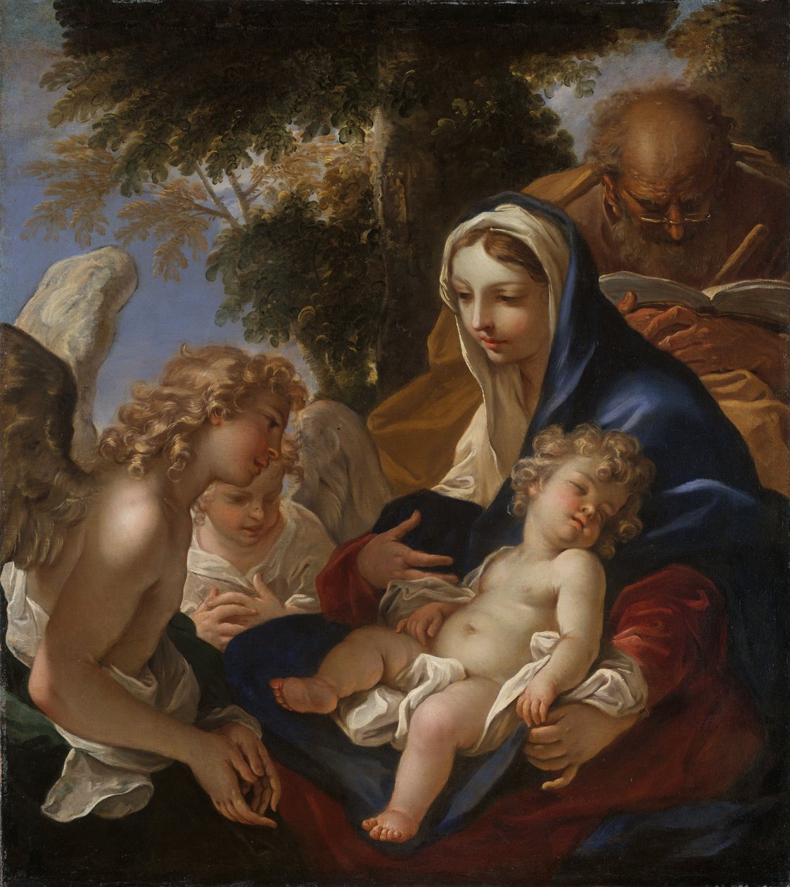 Den hellige familie med engle, ca. 1700 af Sebastiano Ricci