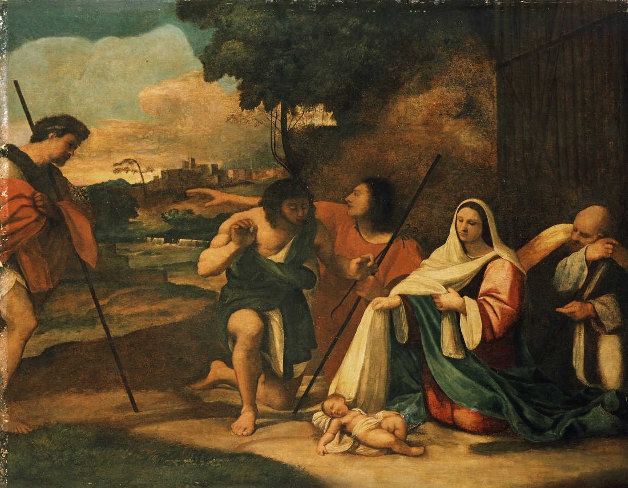 Tilbedelse af hyrderne, prækonservering, 1510 af Sebastiano del Piombo