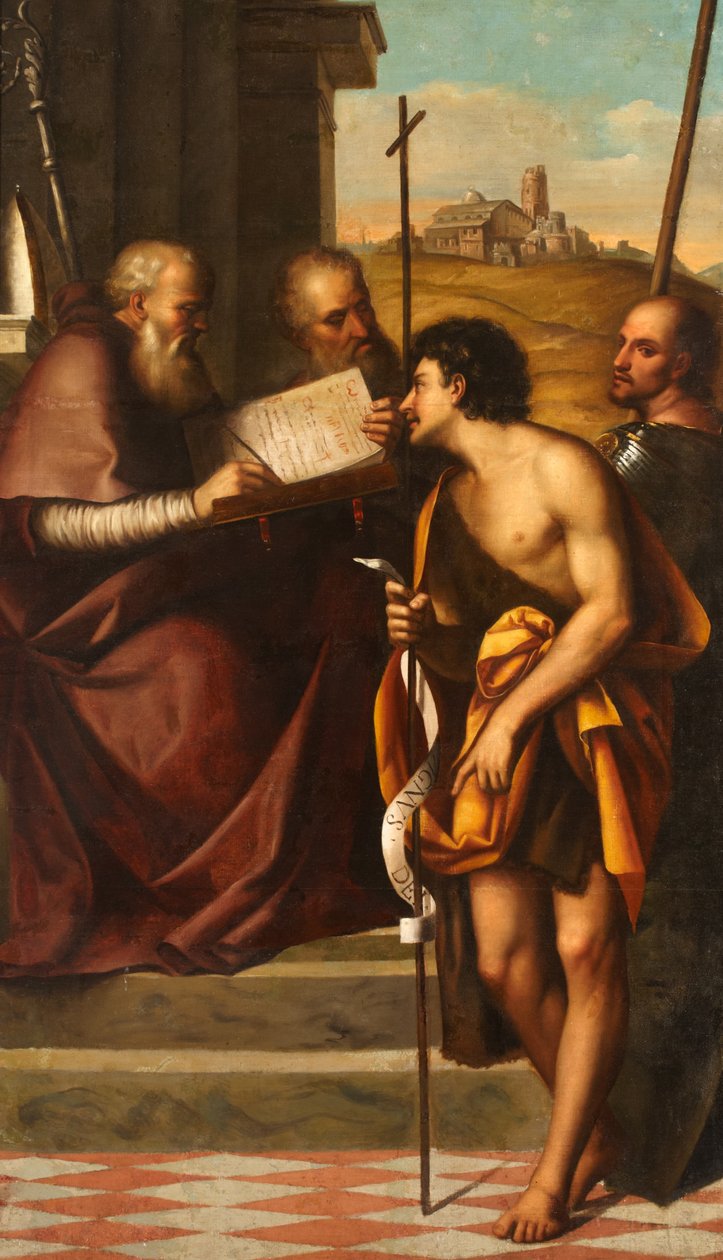 Sankt Johannes Døberen, Sankt Johannes Chrysostom, Sankt Johannes Evangelisten og Sankt Theodor af Sebastiano del Piombo
