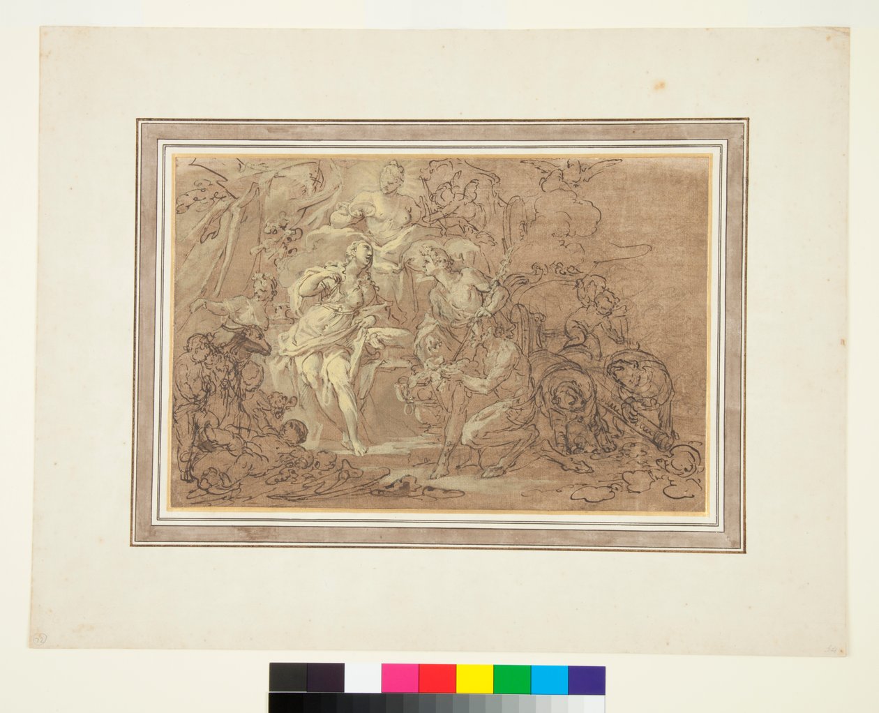Bacchus og Ariadne ca. 1715 (pen og blæk over sort kridt på brun bund) af Sebastiano Conca