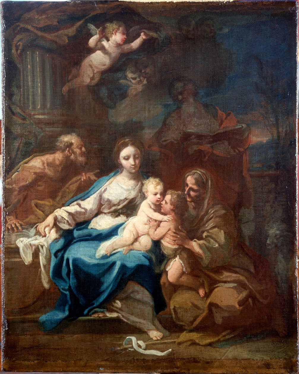 Heilige Familie mit St. Anna, dem Täufer und Zacharias af Sebastiano Conca