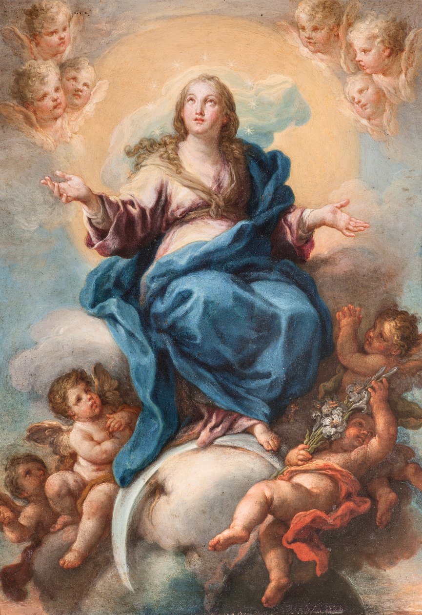 Immaculate Virgin (olie på kobber) af Sebastiano Conca