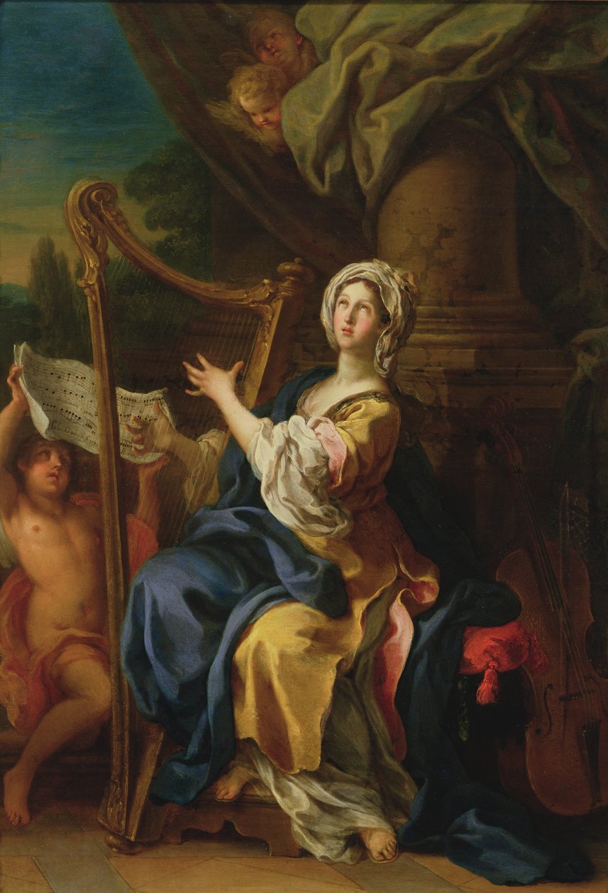 St. Cecilia, 1733 (olie på kobber) af Sebastiano Conca