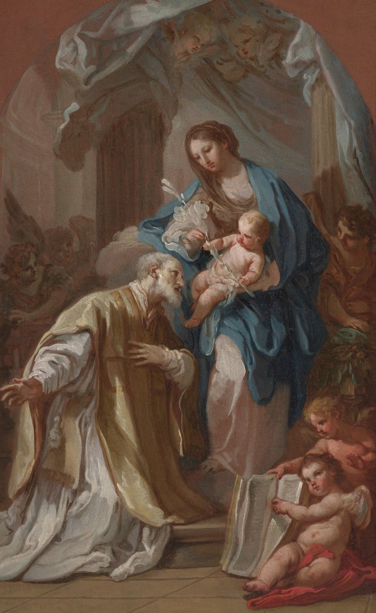 Madonnaen viser sig for St. Philip Neri af Sebastiano Conca