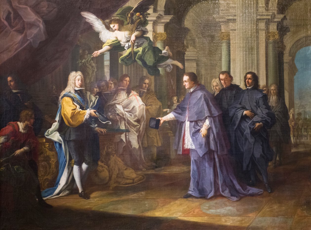 Mødet mellem kardinal Felipe Chigi Zondadari og Filip V, konge af Spanien af Sebastiano Conca