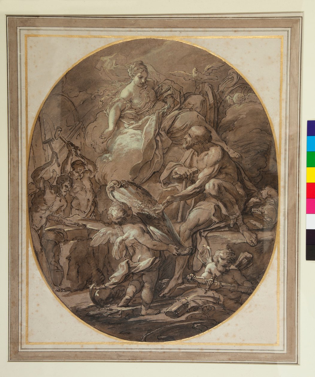 Venus ved Vulcans smedje (pen og brunt blæk og brun vask) af Sebastiano Conca
