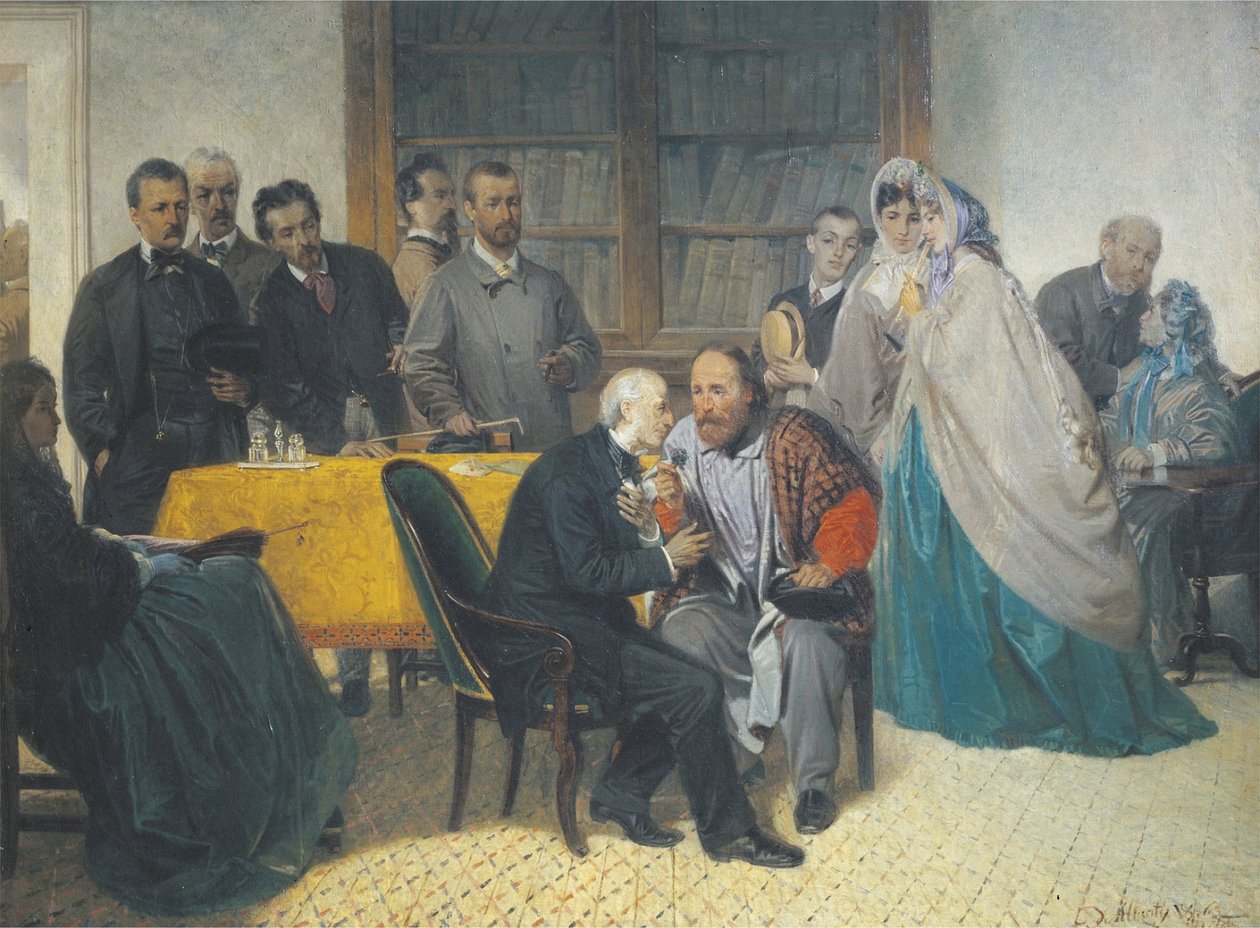 Giuseppe Garibaldi besøger Alessandro Manzoni den 15. marts 1862 af Sebastiano de Albertis
