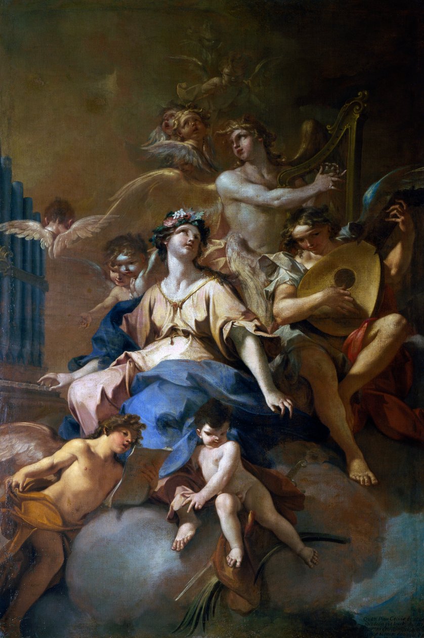 Skt. Cecilias herlighed med musikengle, ca. 1720 (olie på lærred) af Sebastiano Galeotti