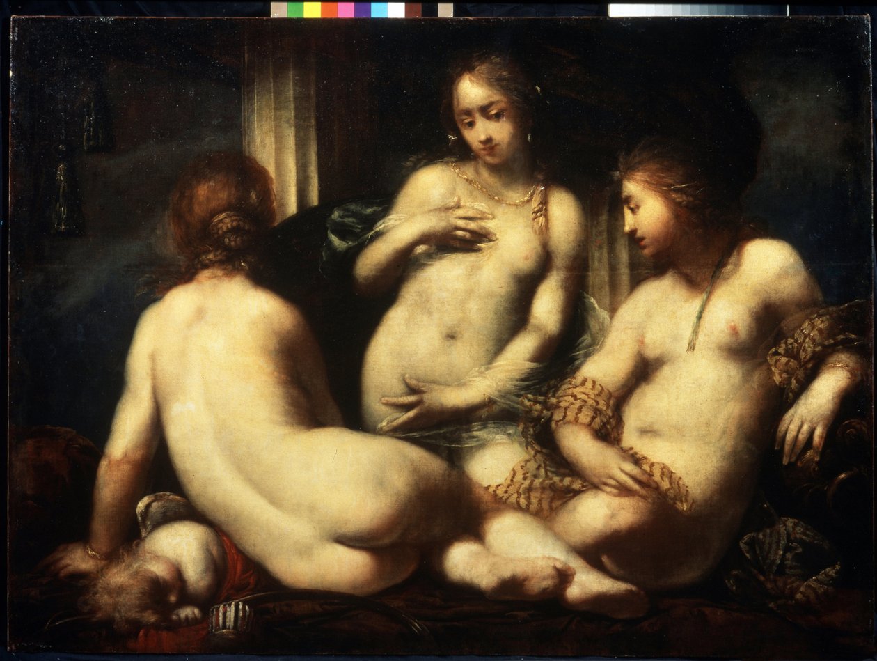 De tre nåder. (De tre nåde). Maleri af Sebastiano Mazzoni (1611-1678), omkring 1650. Florentinsk kunststilskøn. Olie på lærred. Museum of Beaux Arts Pushkin, Moskva af Sebastiano Mazzoni