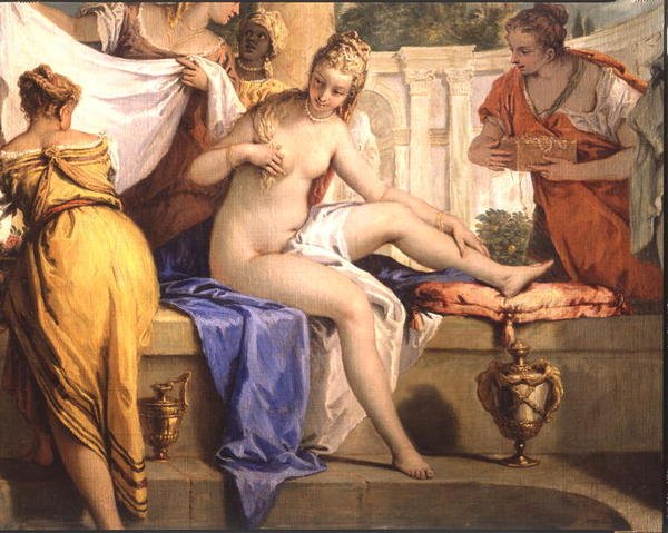 Bathsheba Bathing, ca. 1725 (olie på lærred) (detaljer fra 206172) af Sebastiano Ricci