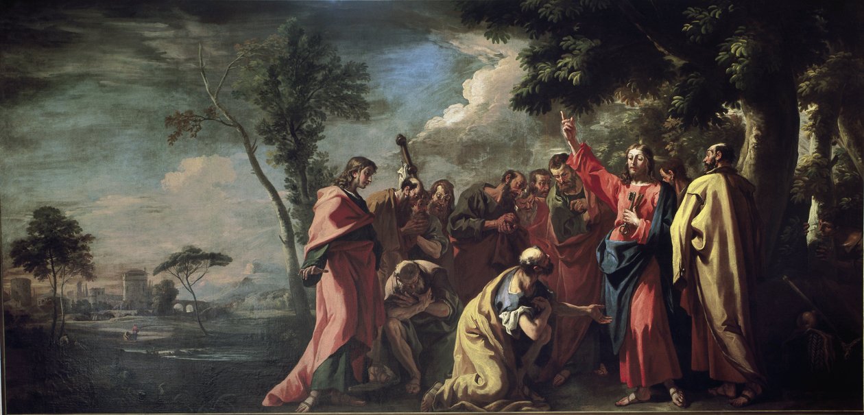 Kristus overdrager nøglerne til St. Peter (olie på lærred, ca. 1710) af Sebastiano Ricci