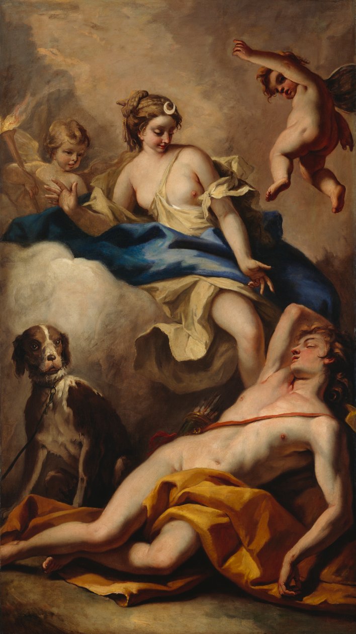 Diana og Endymion (olie på lærred) af Sebastiano Ricci