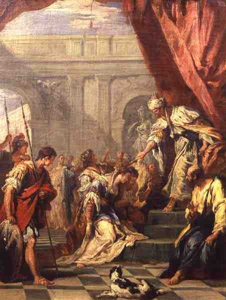 Esther Before Ahasverus (olie på lærred) af Sebastiano Ricci