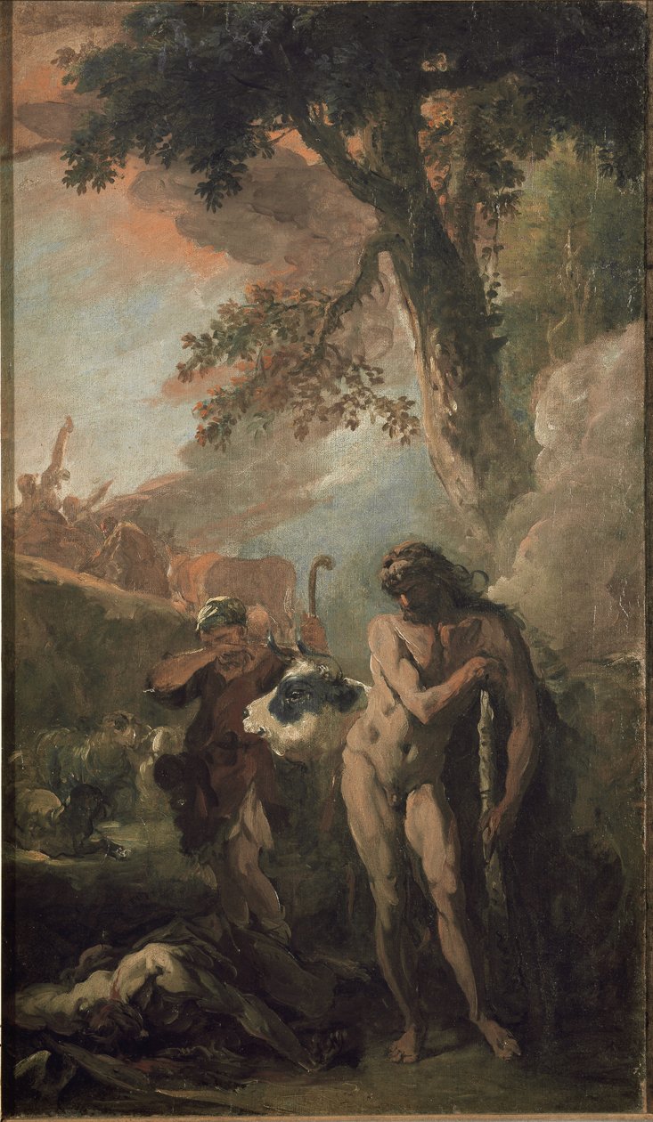Hercules og Cacus. Forberedende skitse (olie på lærred af Sebastiano Ricci