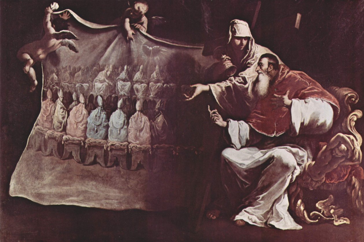 Pave Paul III inspireret af troen på det økumeniske råd af Sebastiano Ricci